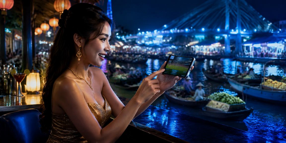 Không khí lễ hội thể thao và cá cược sôi động tại Cần Thơ với người dùng theo dõi kèo trên điện thoại